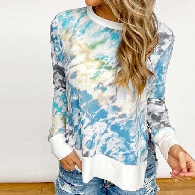 Color Tie Dyed Long Sleeved Shirt - M-3XL - 4 Colors
