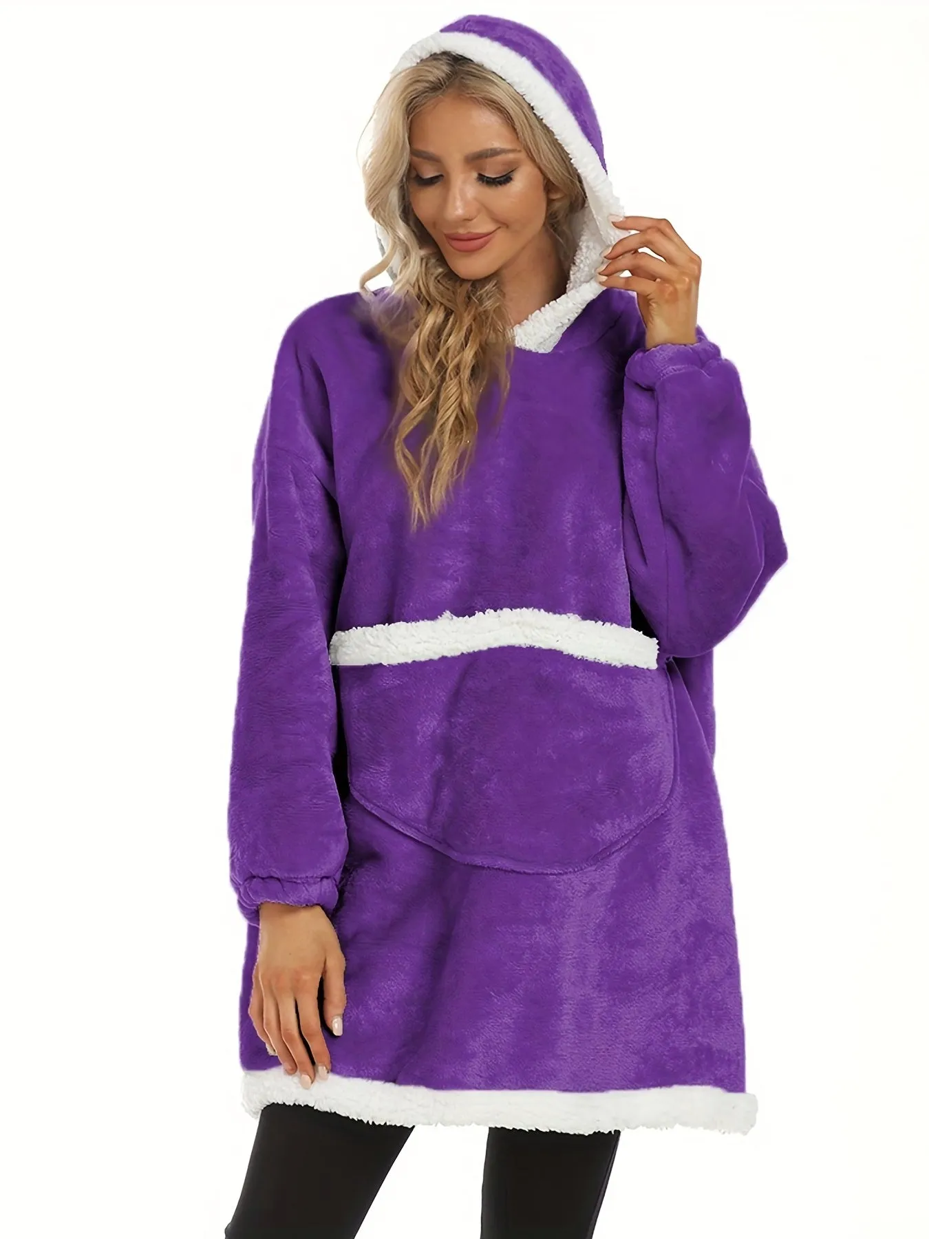 Cozy Long Sleeve Flannel Hooded Lounge Robe - Soft, Warm, and Plush Womens Loungewear with Deep Pockets for Relaxation - Perfect for Cold Winter Nights, Sleepwear, and Home Wear