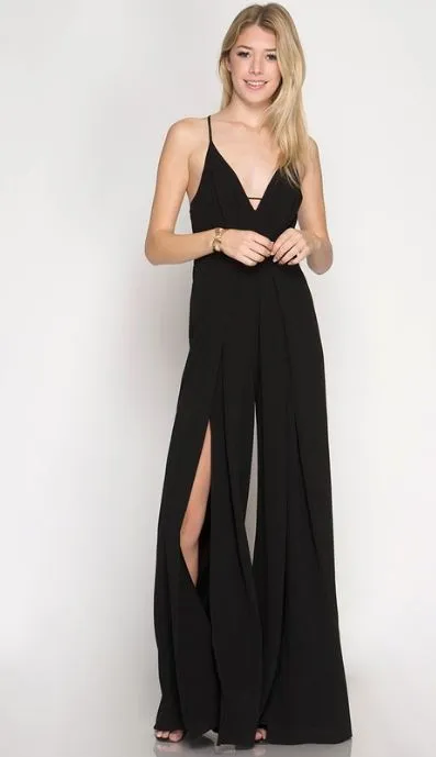 Criss Cross Sleeveless Slit Leg Jumpsuit