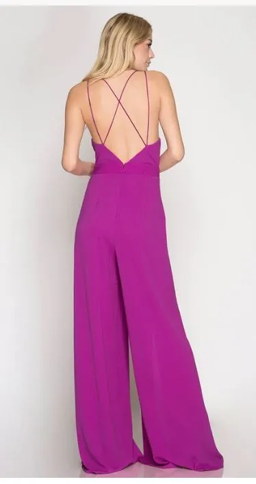 Criss Cross Sleeveless Slit Leg Jumpsuit