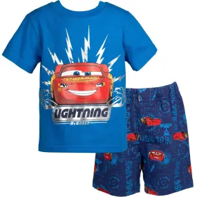 Disney Cars Lightning McQueen T-Shirt and French Terry Shorts Outfit Set