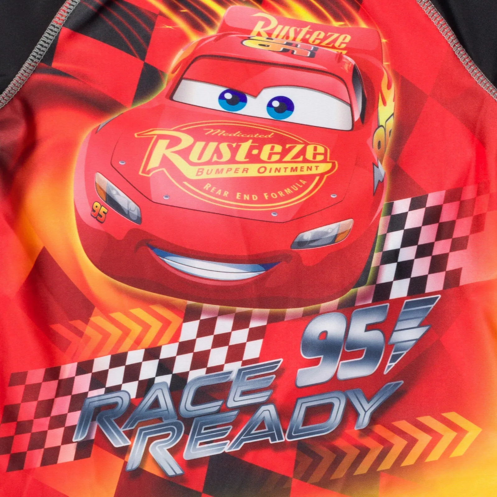 Disney Cars Lightning McQueen UPF 50  Rash Guard Swim Trunks Outfit Set