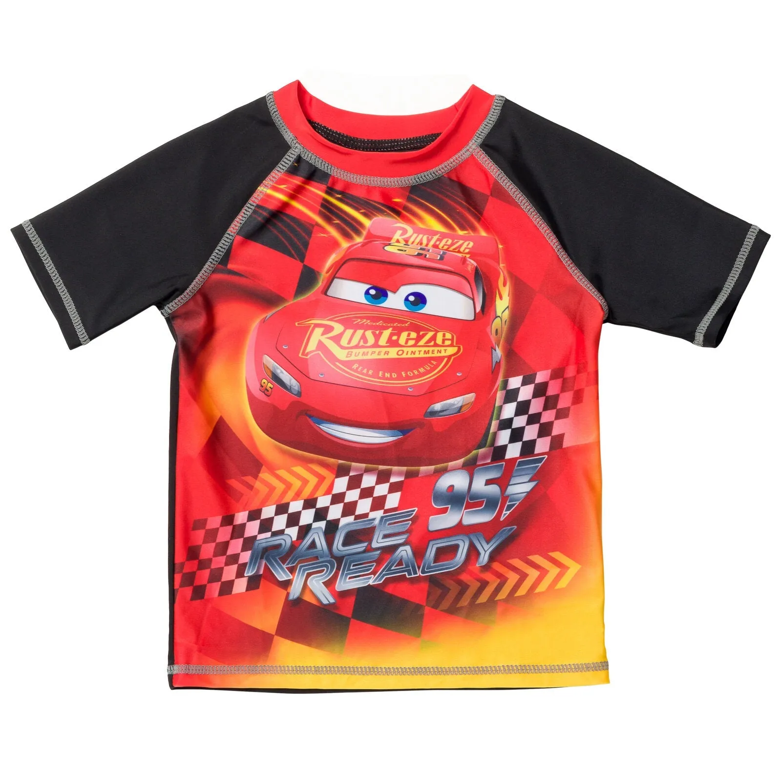Disney Cars Lightning McQueen UPF 50  Rash Guard Swim Trunks Outfit Set