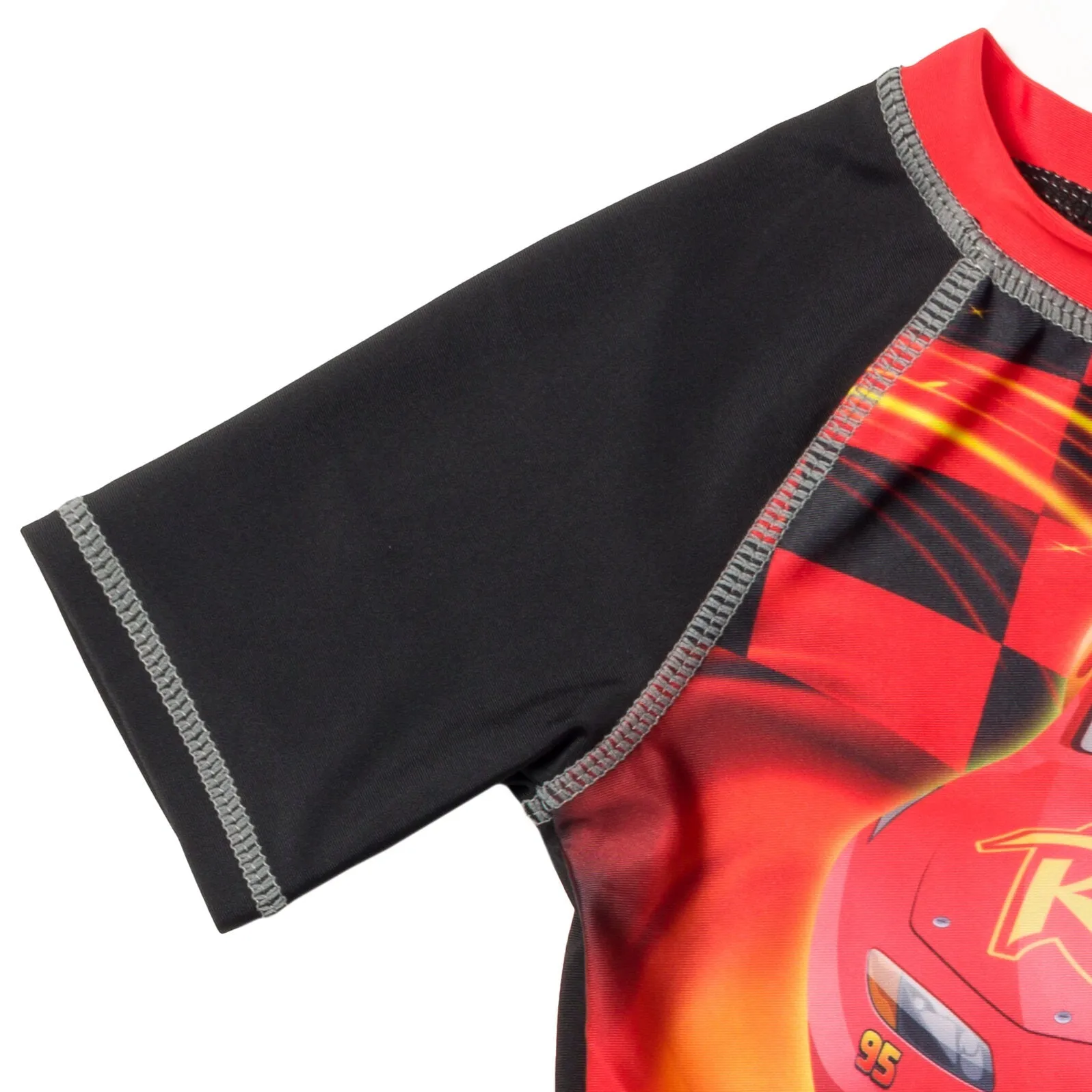 Disney Cars Lightning McQueen UPF 50  Rash Guard Swim Trunks Outfit Set