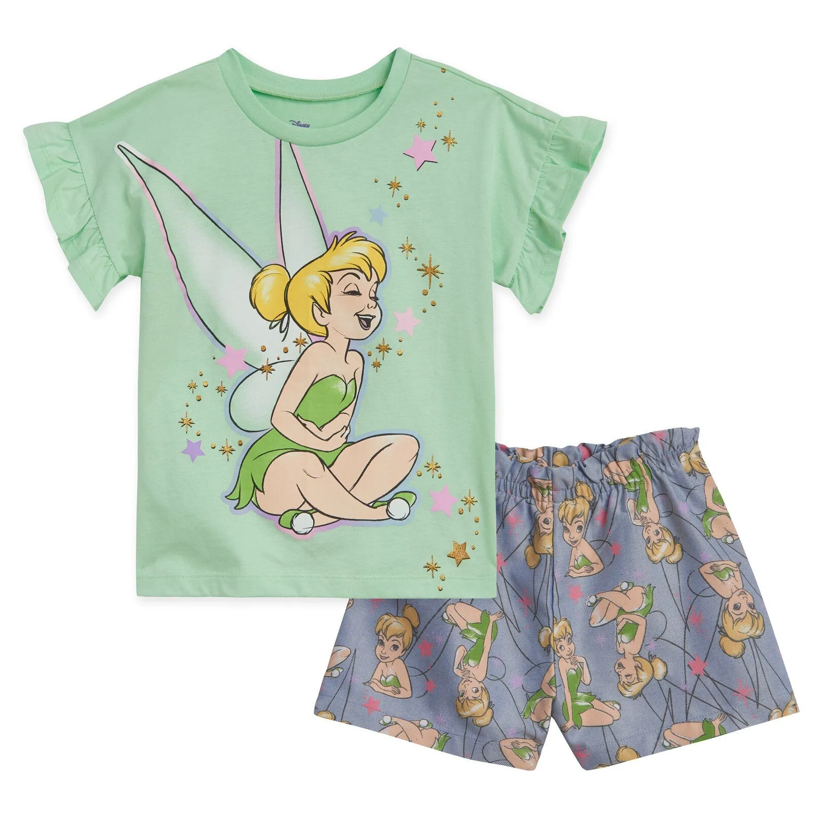 Disney Disney Classics Tinker Bell T-Shirt and Chambray Bike Shorts Outfit Set