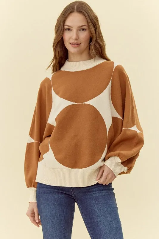Dot Print Knit Pullover Top