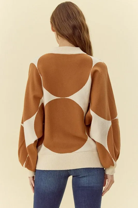 Dot Print Knit Pullover Top