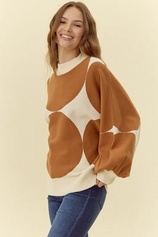 Dot Print Knit Pullover Top