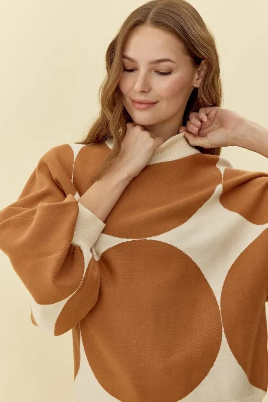 Dot Print Knit Pullover Top