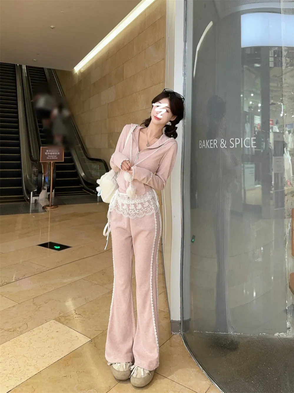 Double-end zipper waist long-sleeved hooded suit