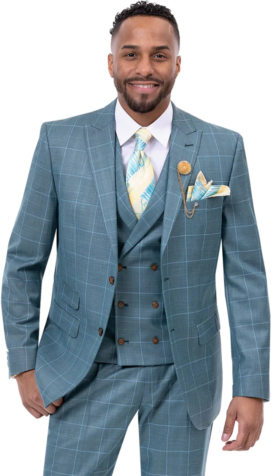 EJ Samuel M2767-TEAL Mens Suit