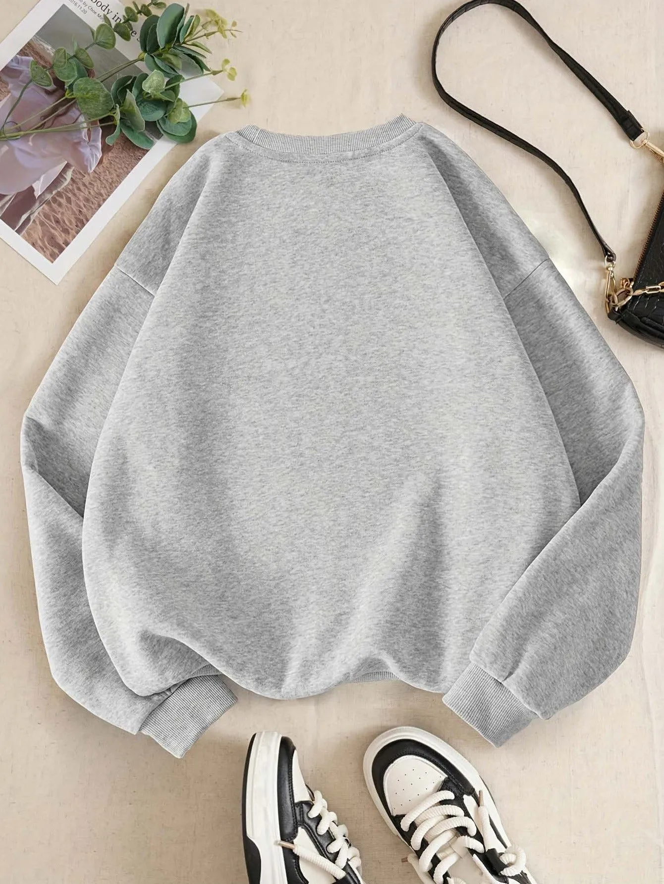 Elegant Christmas Tree & Star Pattern Women's Sweatshirt - Cozy Fleece-Lined Long Sleeve Crew Neck Pullover, Machine Washable