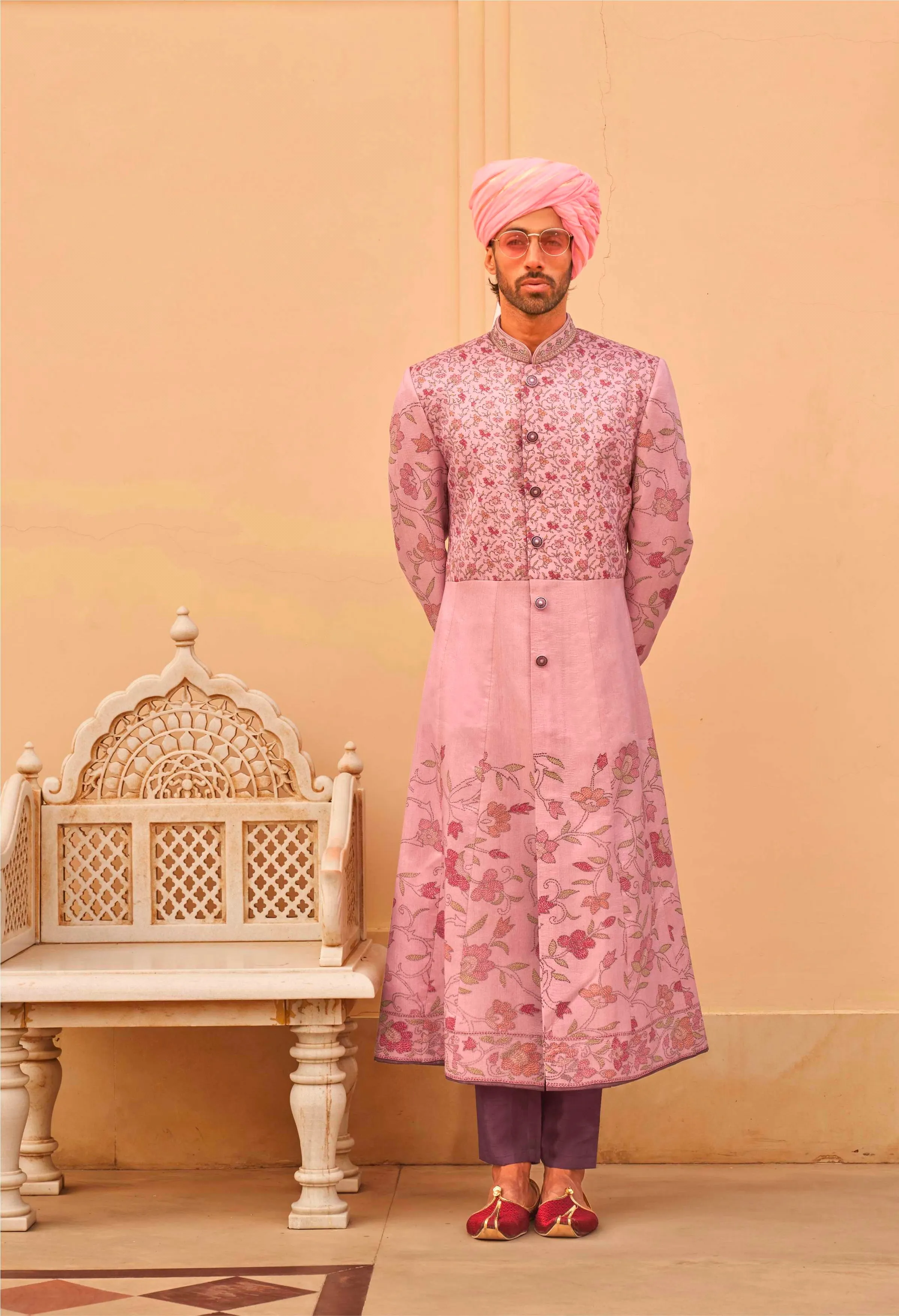 Elegant Designer Wedding Sherwani Suit: Timeless Anarkali Style