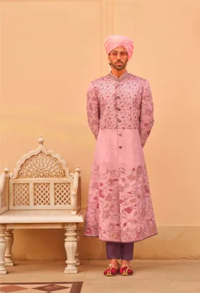 Elegant Designer Wedding Sherwani Suit: Timeless Anarkali Style