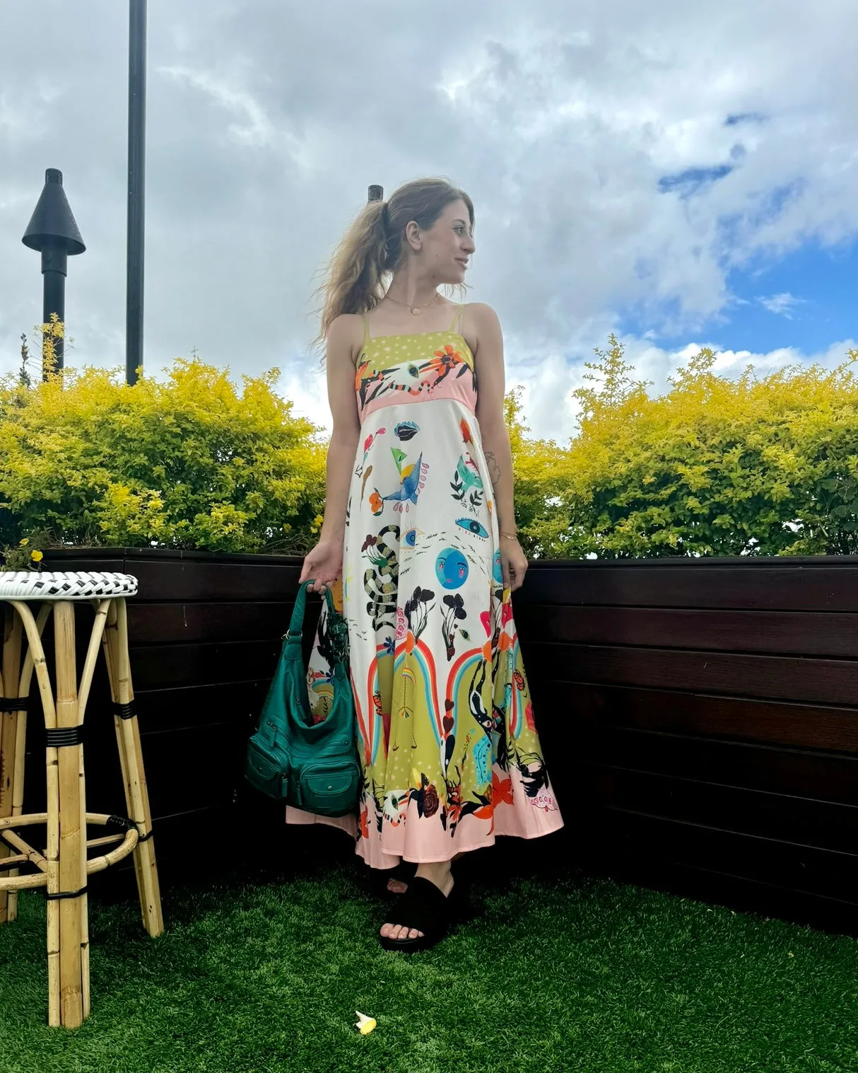 Fairy Print Strappy Swing Dress