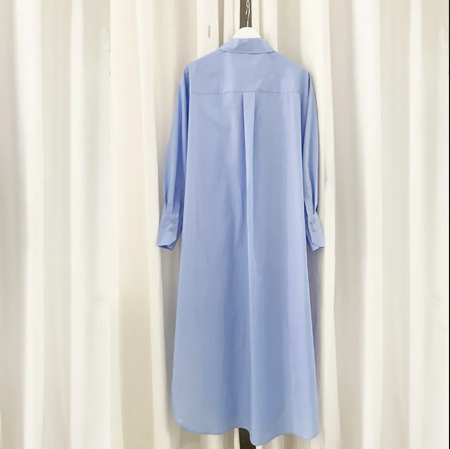 FLOOR LENGTH SHIRT DRESS "BABA LONG" IN BLUE