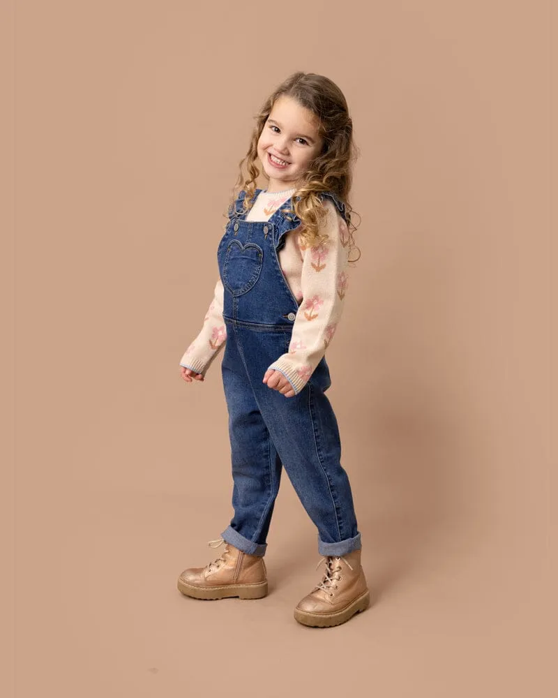 Fox & Finch - Girls Denim Heart Overalls