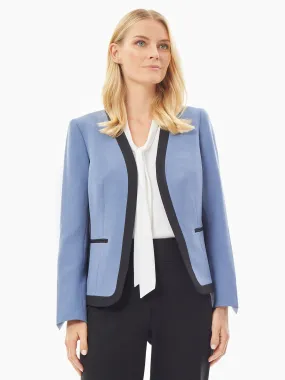 Framed Open Front Stretch Crepe Jacket