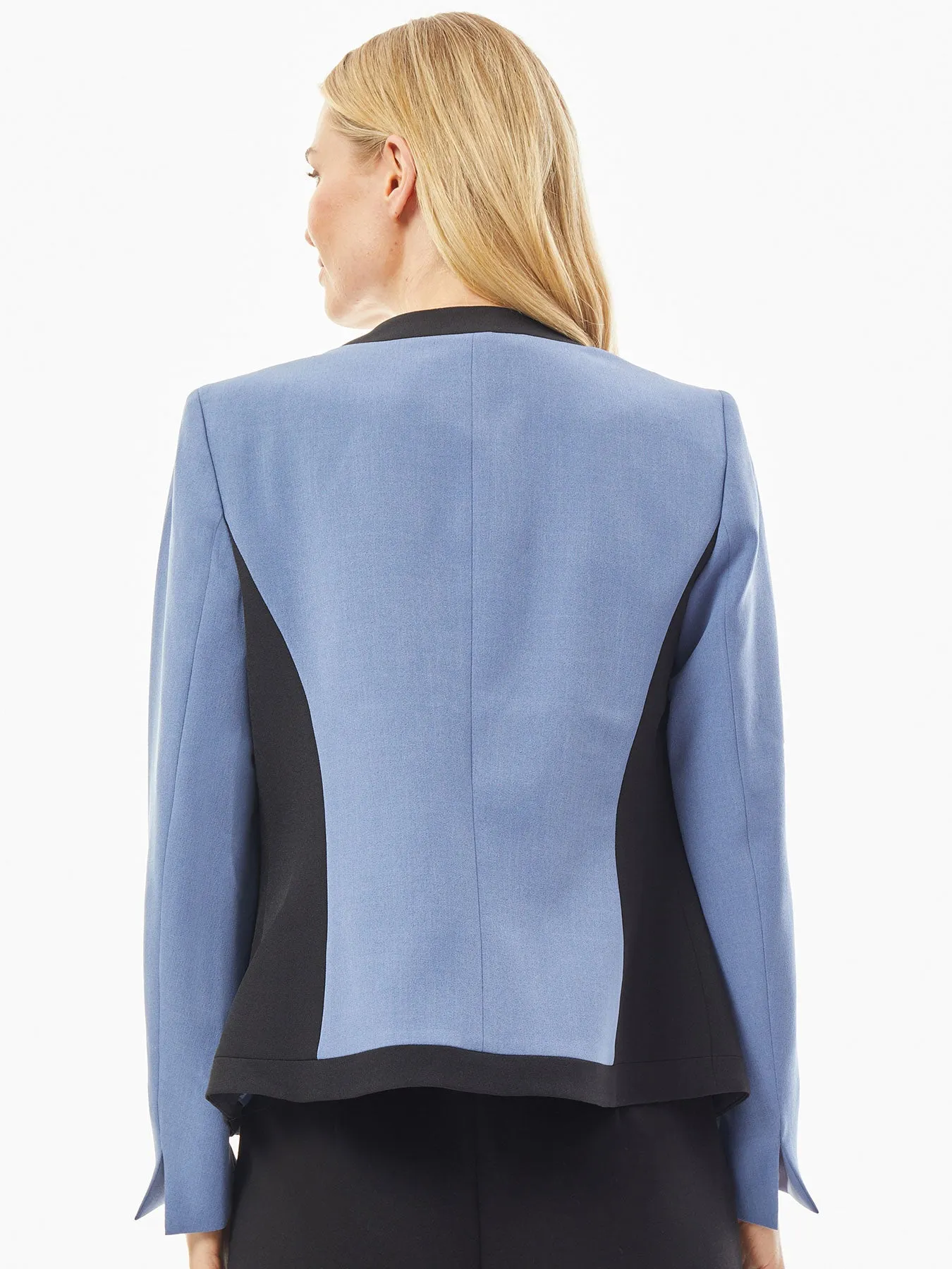 Framed Open Front Stretch Crepe Jacket