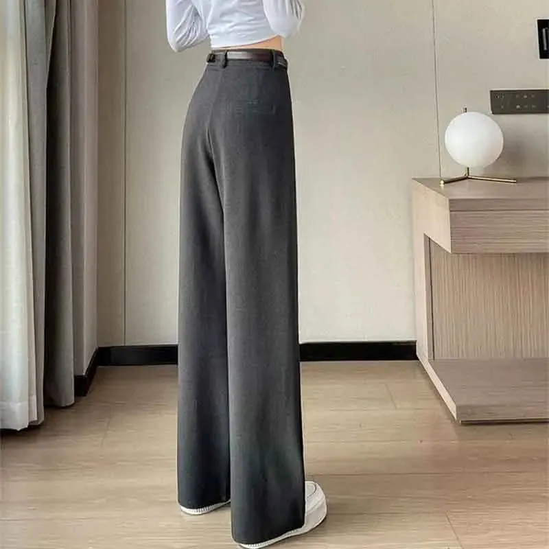 Girlary Autumn Solid Suit Wide Leg Pants Women Korean High Waist Casual Office Trousers Female Fashion Streetwear Loose Straight Pants