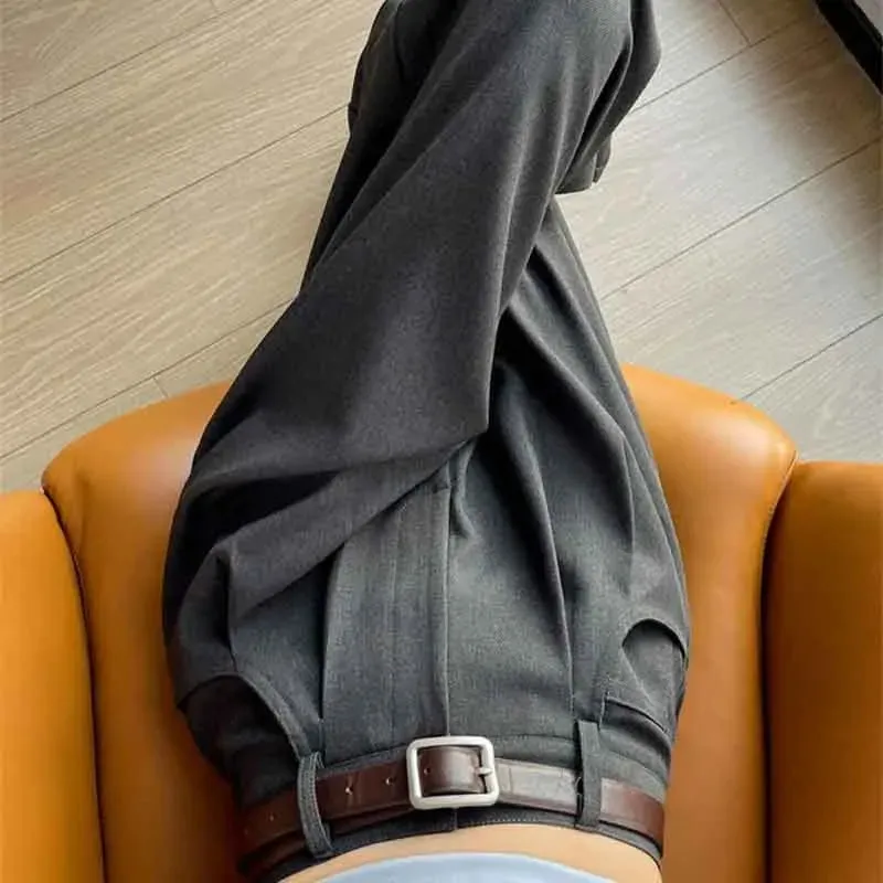 Girlary Autumn Solid Suit Wide Leg Pants Women Korean High Waist Casual Office Trousers Female Fashion Streetwear Loose Straight Pants