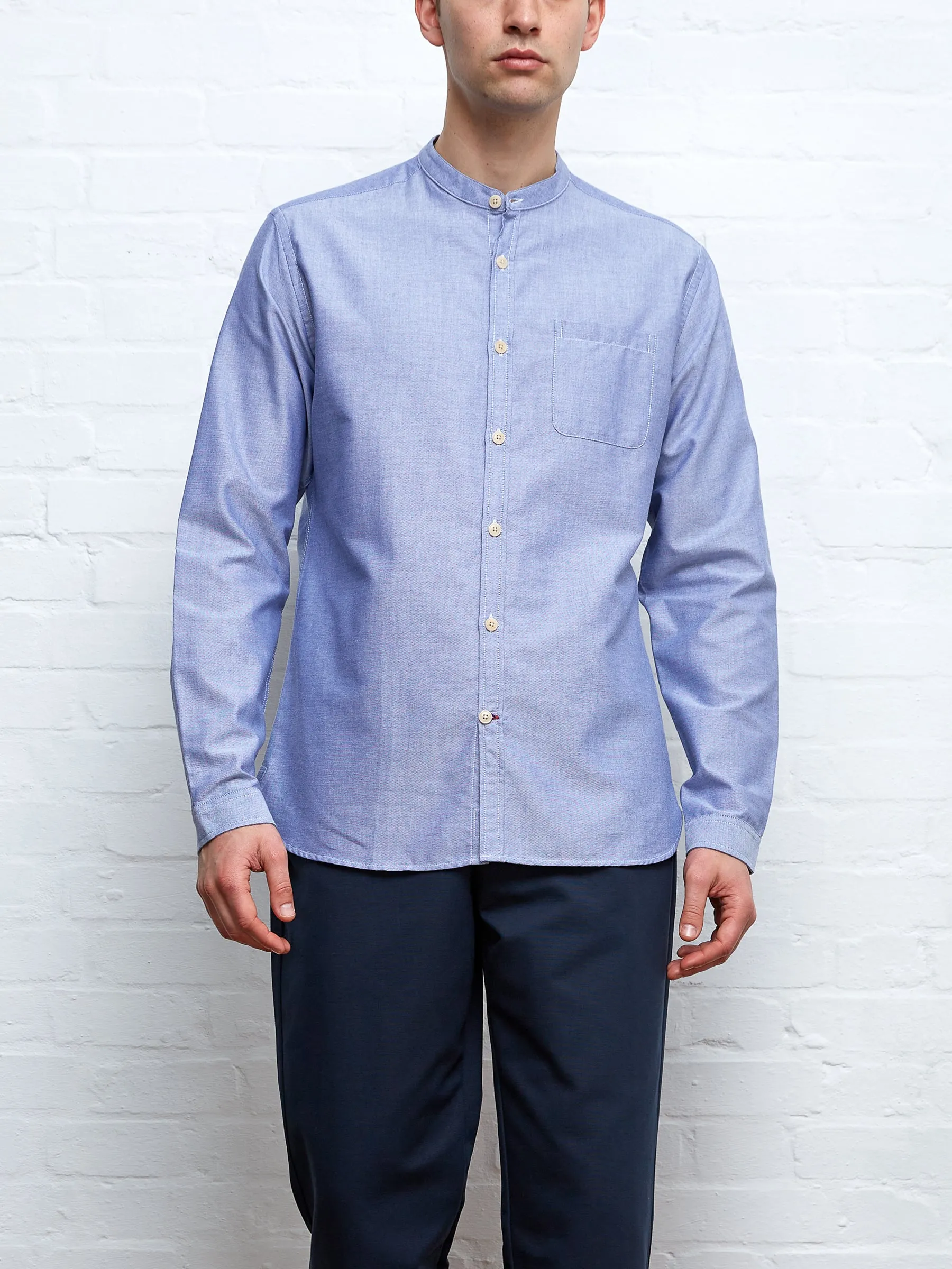 Grandad Shirt Brecon Blue