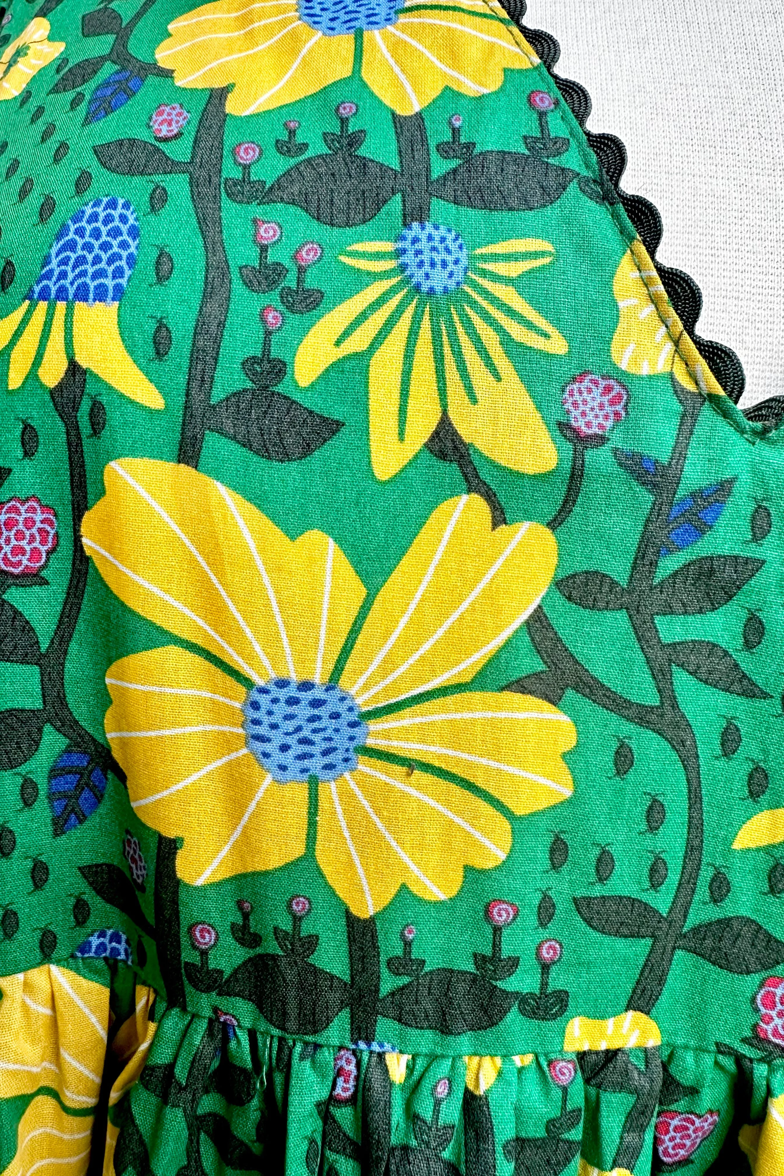 Green and Yellow Floral Mini Dress
