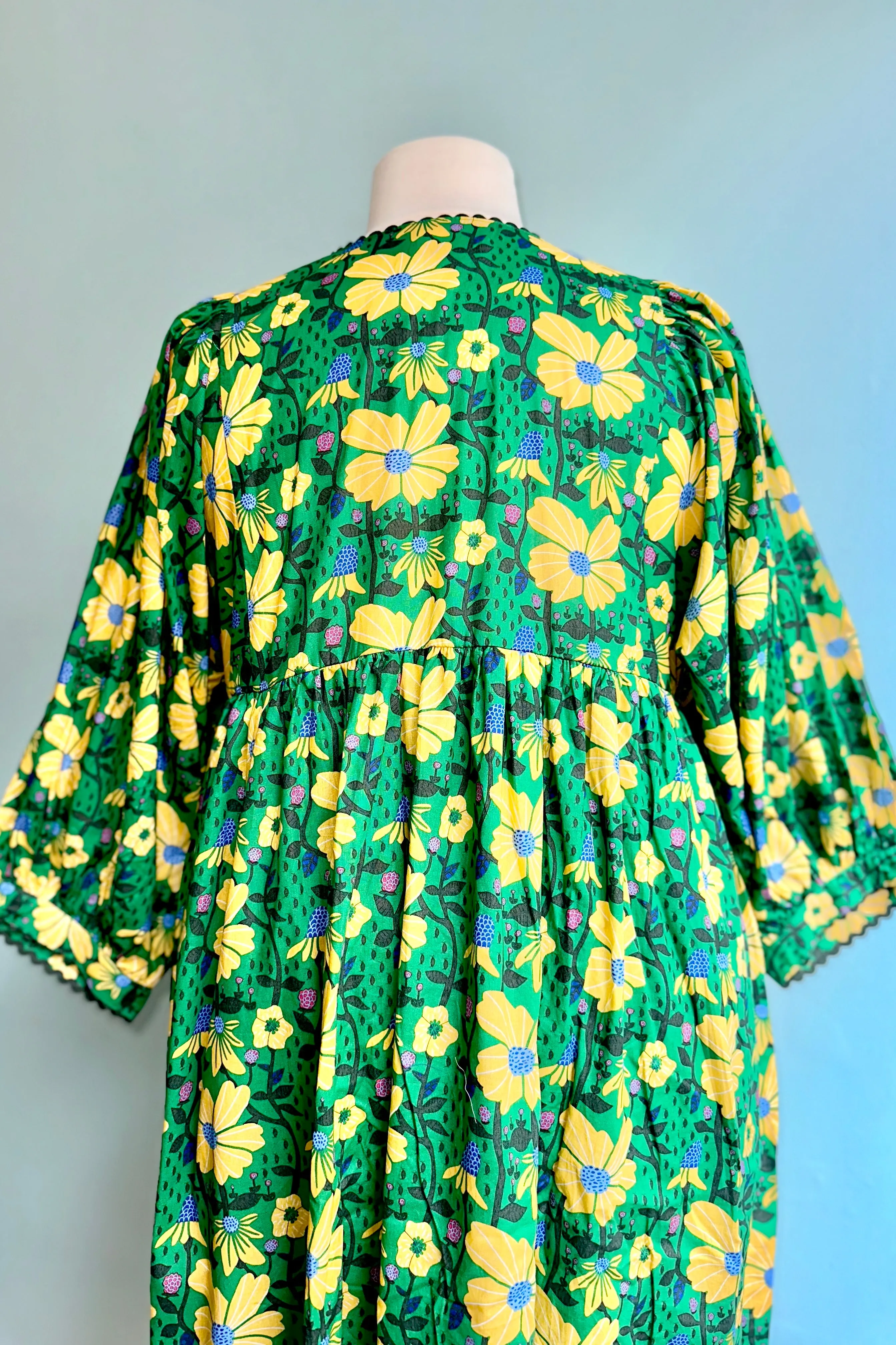 Green and Yellow Floral Mini Dress