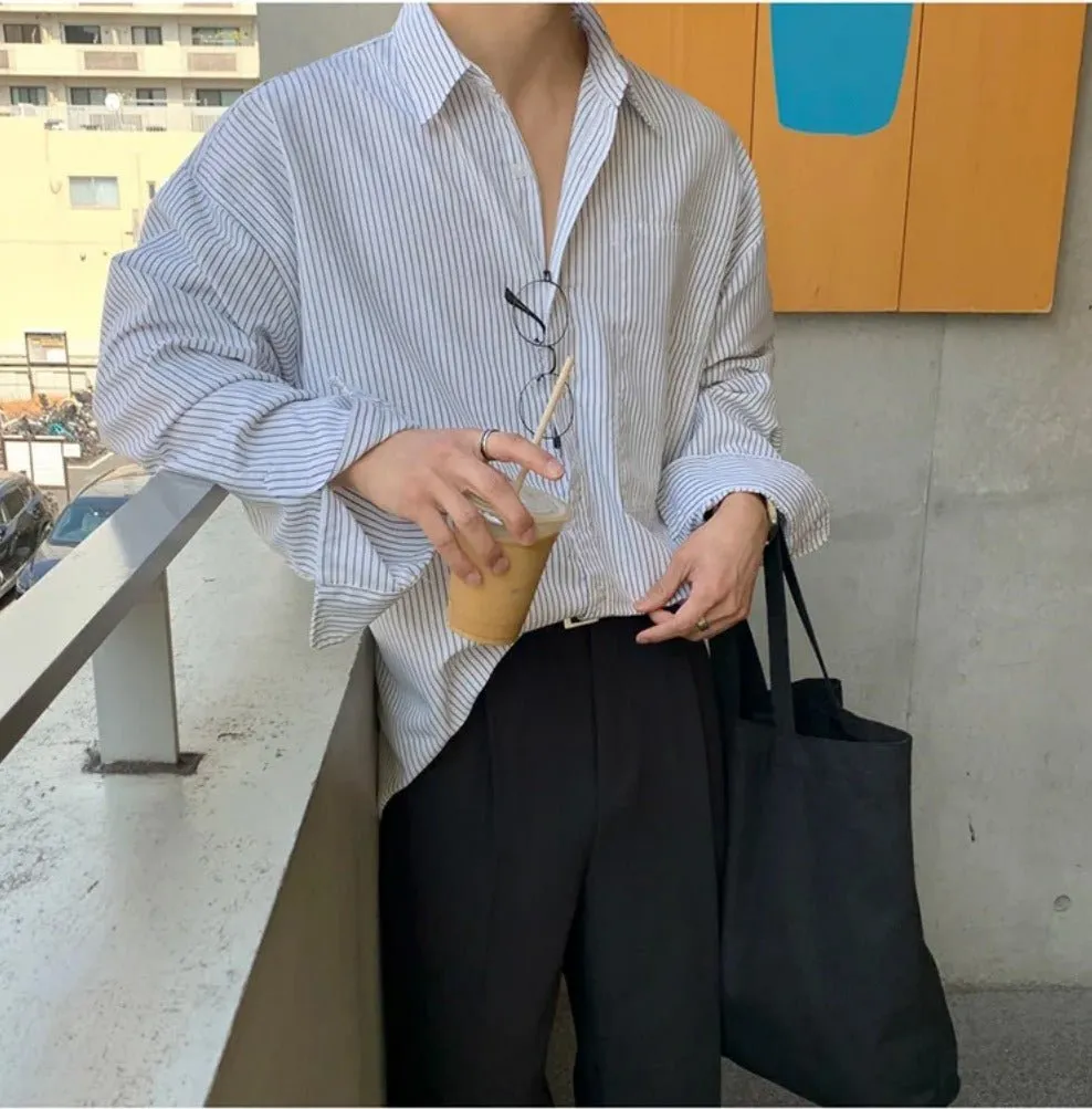 GS No. 99 Korean Loose Striped Shirt