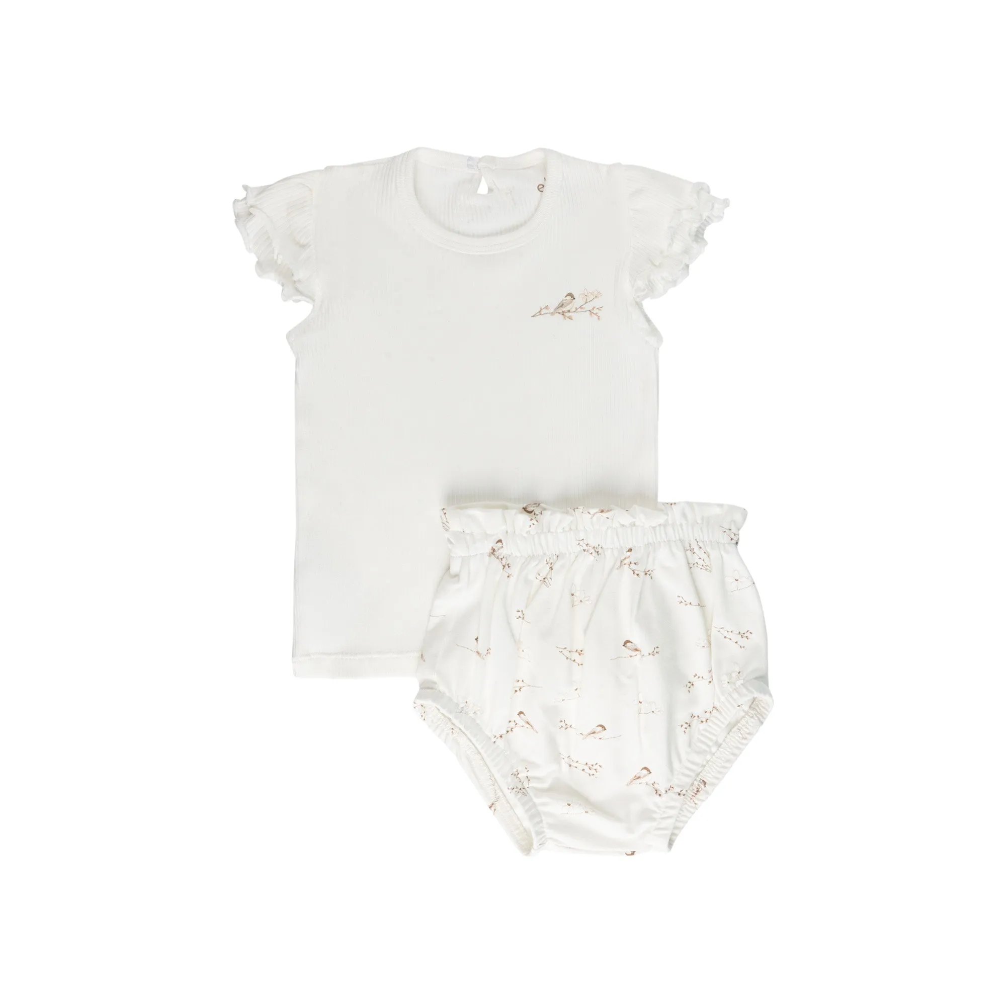 Jersey Cotton - Vintage Birds Collection- Ribbed Tee & Bottoms