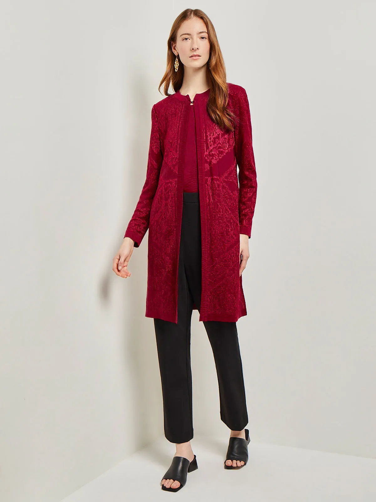 Jewel Neck Burnout Knit Jacket