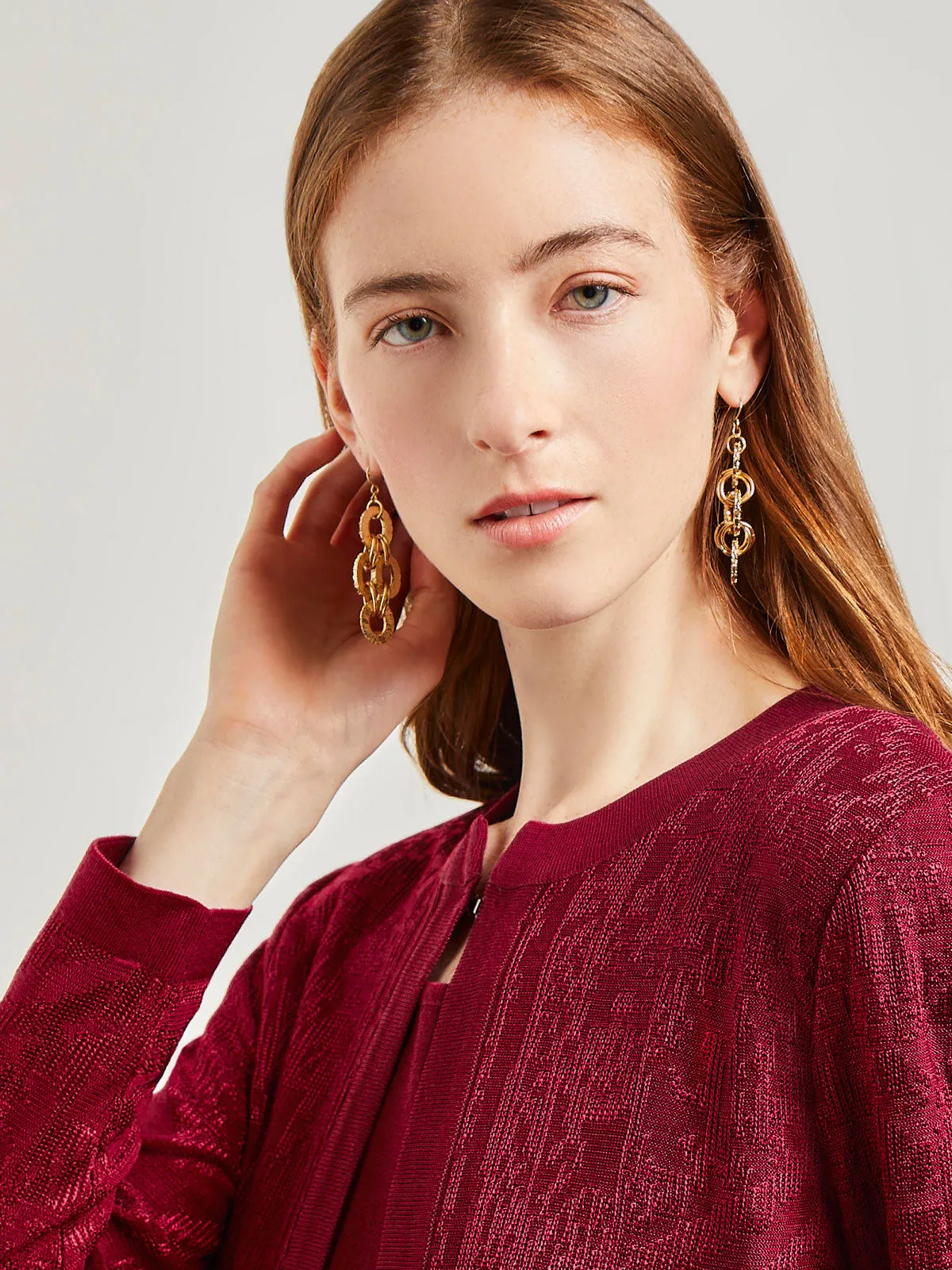 Jewel Neck Burnout Knit Jacket