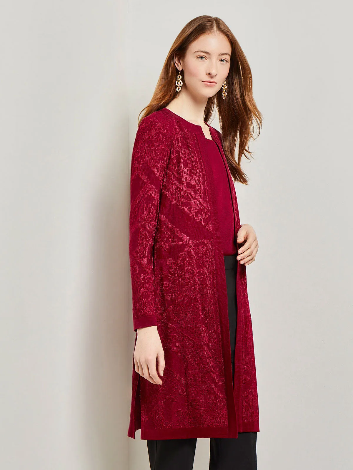 Jewel Neck Burnout Knit Jacket