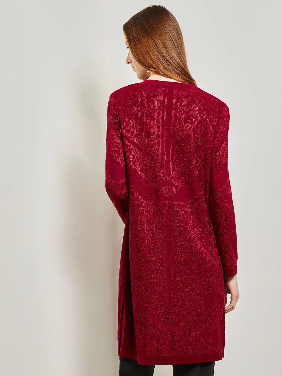 Jewel Neck Burnout Knit Jacket