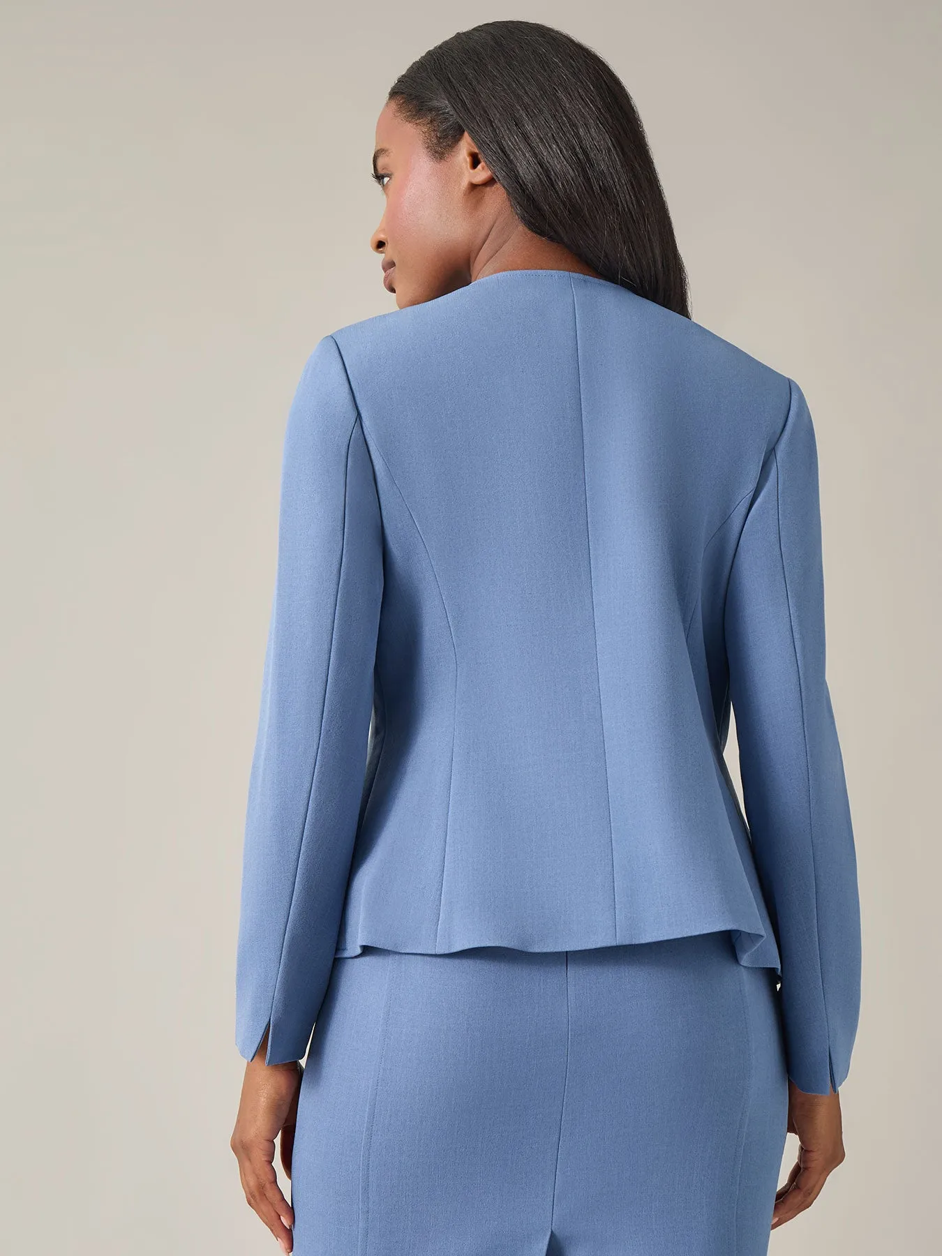 Jewel Neck Cardigan Jacket, Iconic Stretch Crepe