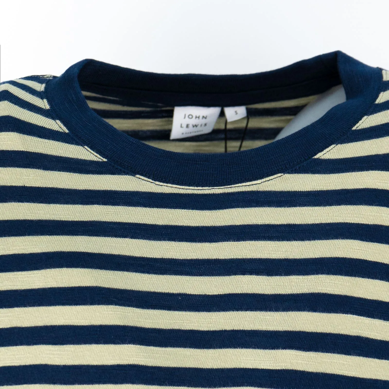 John Lewis Supima Cotton Green Striped T-Shirt Casual Short Sleeve Jersey Tops
