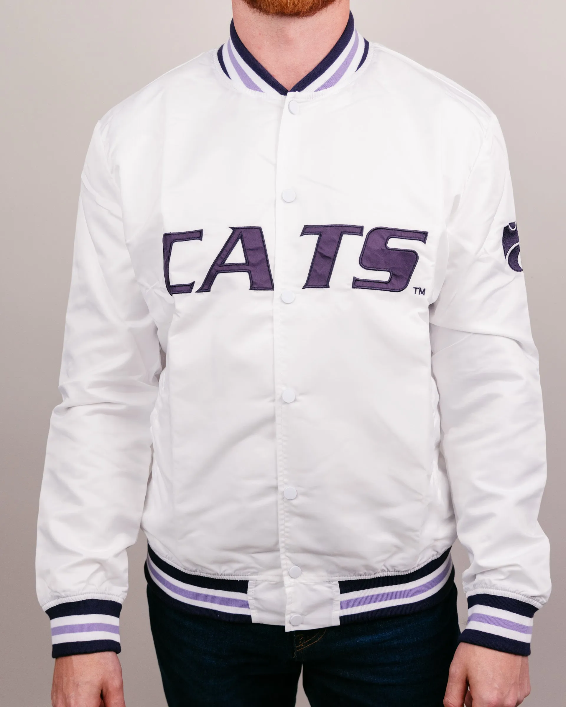 Kansas State Wildcats Vintage White Varsity Jacket