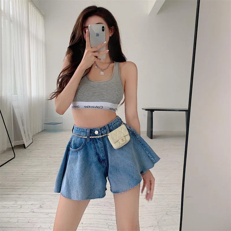 Korean High Waist A-word Wide Leg Shorts