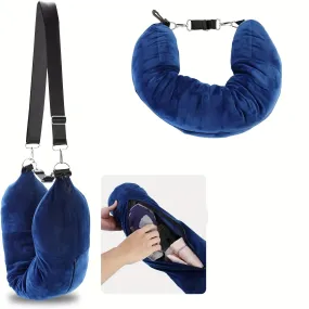 Lightweight Soft U-Shaped Travel Pillow with Storage Pocket, Machine Washable, Adjustable Firmness Whole Body Support, Woven Polyester Cover - Convenient for Traveling