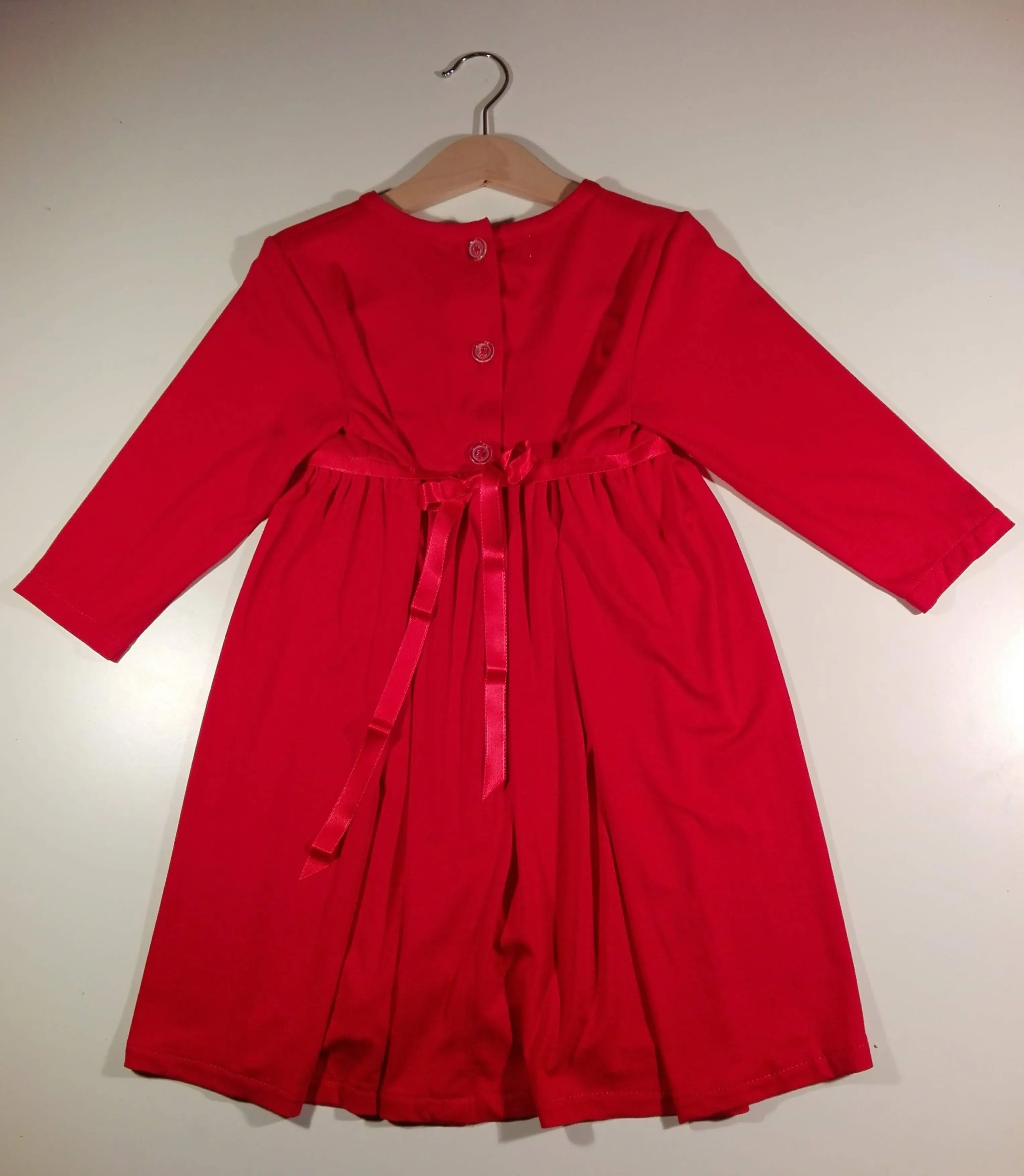 Long-sleeved Christmas Dress with silk ribbon