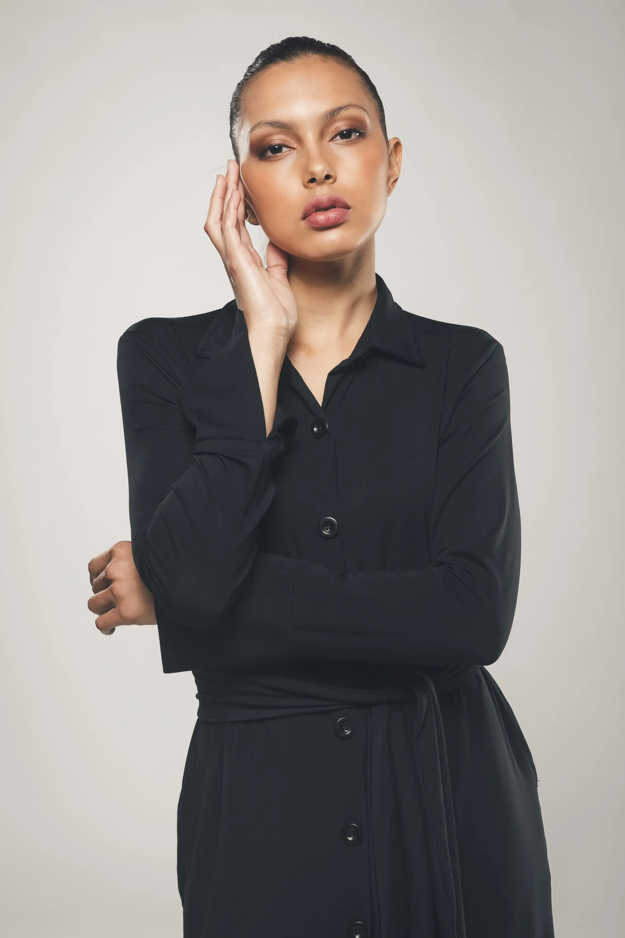 Maxi Shirt Dress in Black
