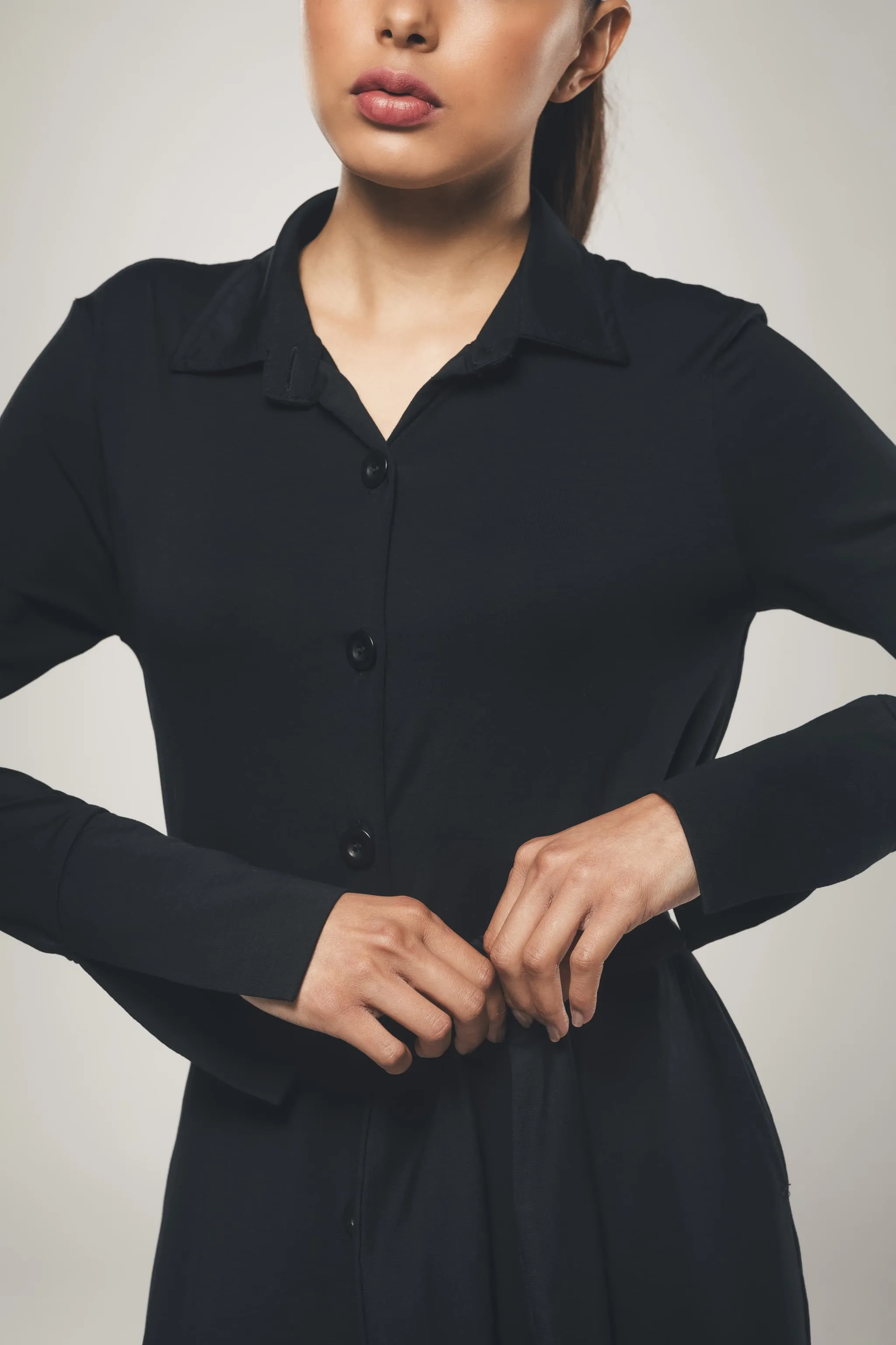 Maxi Shirt Dress in Black