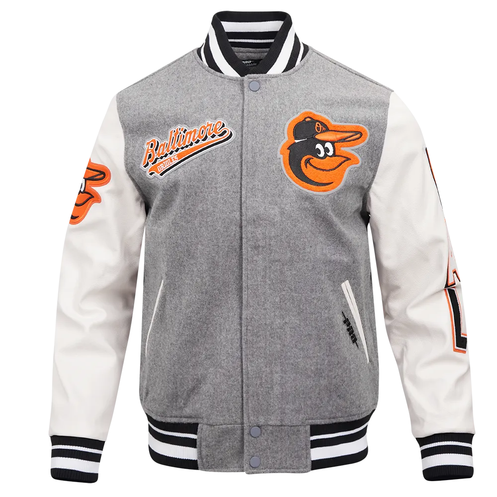 MLB BALTIMORE ORIOLES SCRIPT TAIL MEN'S RIB WOOL VARSITY (HEATHER GREY/WHITE/BLACK)
