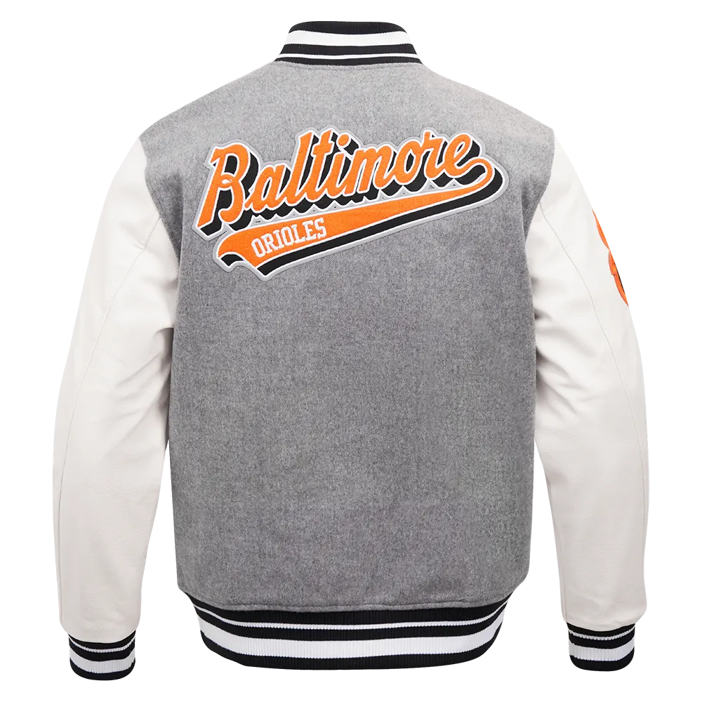 MLB BALTIMORE ORIOLES SCRIPT TAIL MEN'S RIB WOOL VARSITY (HEATHER GREY/WHITE/BLACK)