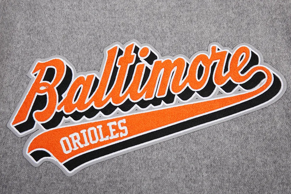 MLB BALTIMORE ORIOLES SCRIPT TAIL MEN'S RIB WOOL VARSITY (HEATHER GREY/WHITE/BLACK)