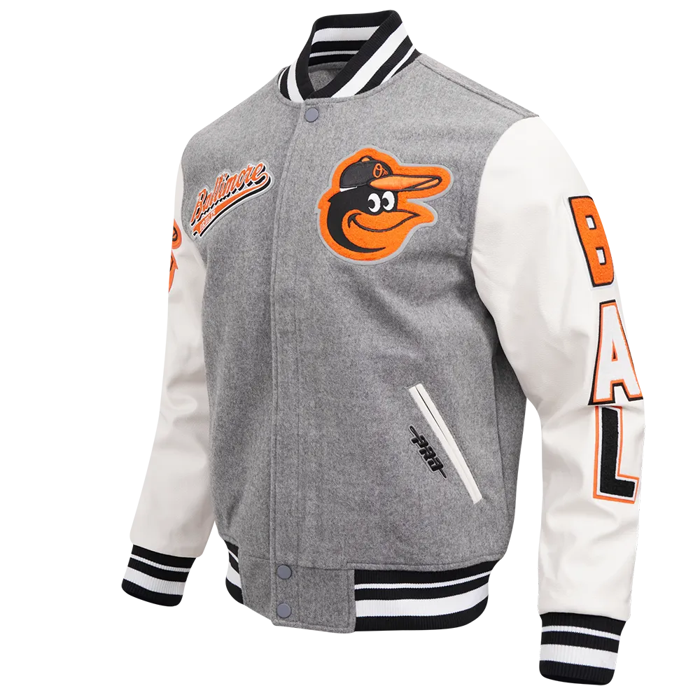 MLB BALTIMORE ORIOLES SCRIPT TAIL MEN'S RIB WOOL VARSITY (HEATHER GREY/WHITE/BLACK)
