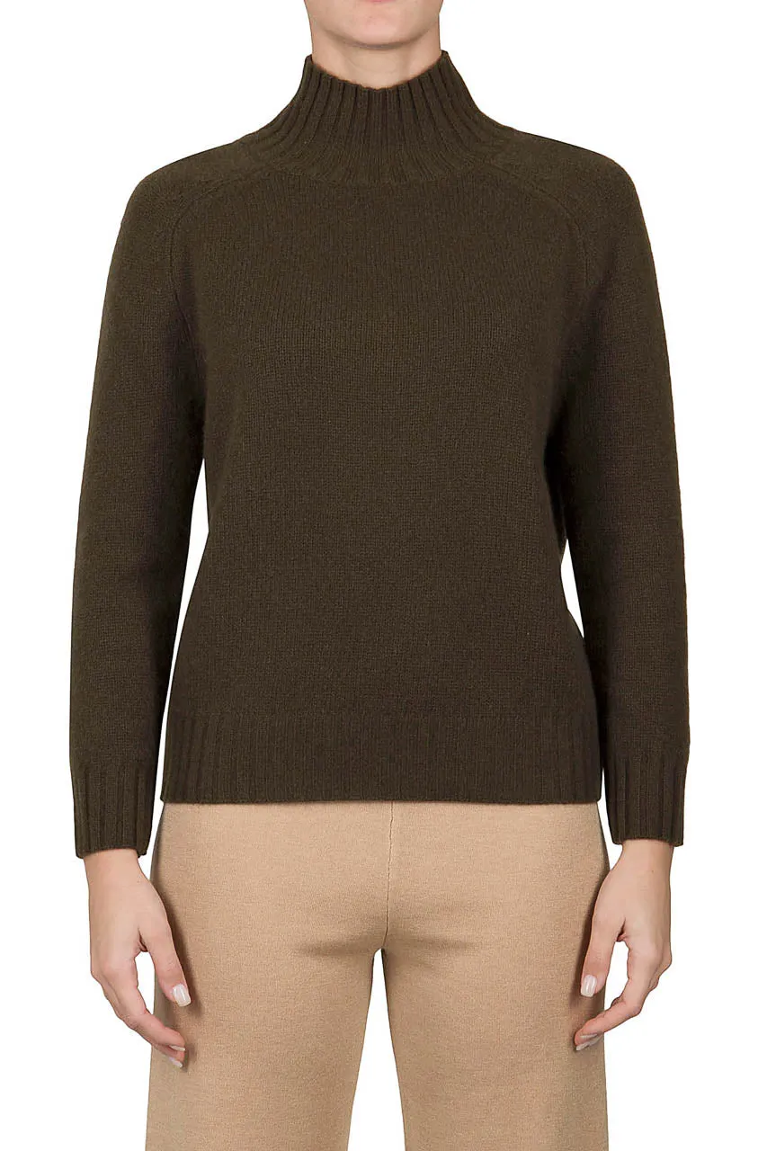 Mock Neck Cashmere Sweater - Chocolate Brown