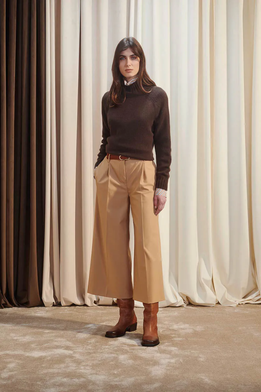 Mock Neck Cashmere Sweater - Chocolate Brown