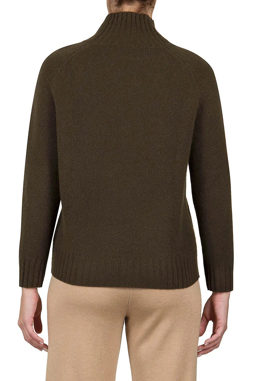 Mock Neck Cashmere Sweater - Chocolate Brown