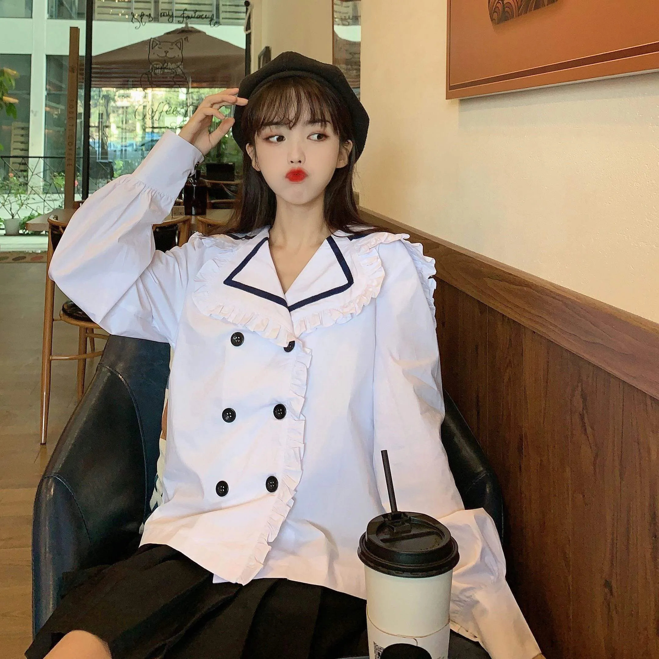 Navy Style Long Sleeved Shirt
